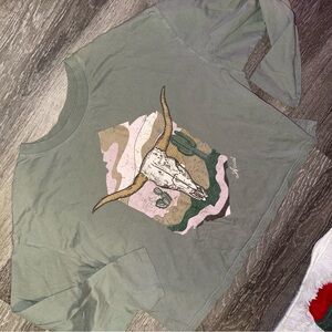 Ariat Sage Green Long Sleeve with Western Skull Design